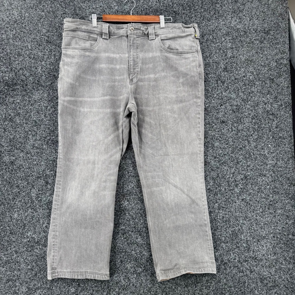 Duluth Trading Co Mens Relaxed Fit Gray Jeans 42x28 Work Casual Stretch Denim